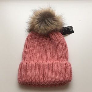 NWT Pink Toque - Faux Fur Pom Pom